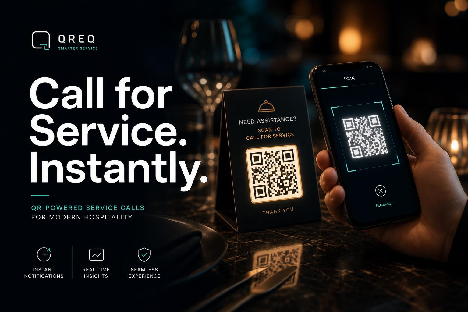 QR call-for-service in a hospitality venue